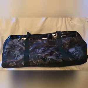 Ed Hardy Black and Grey Duffle Bag